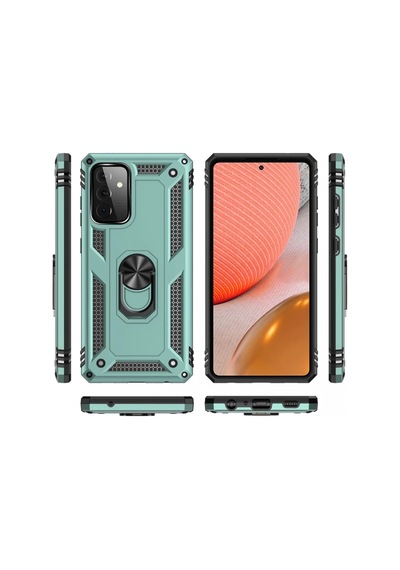 Bşk Virgo Samsung Galaxy A72 Kılıf Sofya Yüzüklü Silikon Kapak - Yeşil Bsk2026