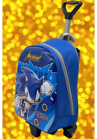 Tezzgelsin Kirpi Sonic 2-6 Yaş Anaokulu Kreş 5d Kabartmalı Çekçekli Tekerli Sırt Çantası Ve Okul Çantası Çok  Renkli