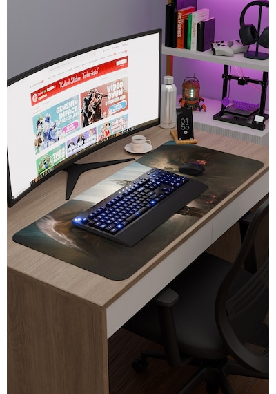 Dark Souls Kaymaz Dikişli Kauçuk Oyuncu Mousepad V4 - 90x40 Xxl Gaming Mouse Pad Fare Altlığı
