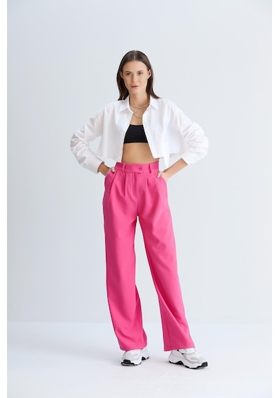 Sortie Collection Rahat Kesim Klasik Model Kumaş Pantolon Fuşya-fuşya Fuşya