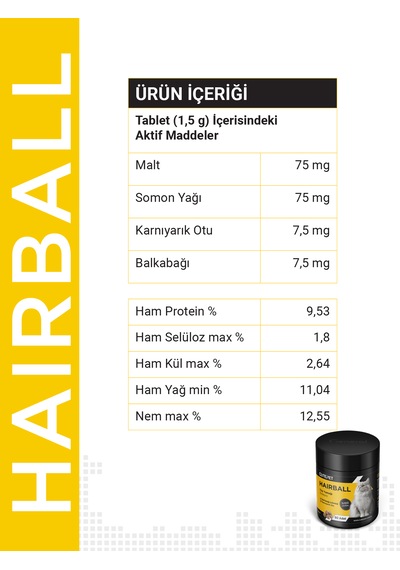 Cutepet Hairball Kedi Tüy Yumağı Önleyici Tablet 60 Adet Sindirim Destekleyici Ve Malt Etkili