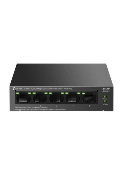 Tp-lınk Ls105lp 4 Port 10/100 +1 Port Rj45 Uplınk 41w 250 Metre Poe Mesafe Metal Kasa