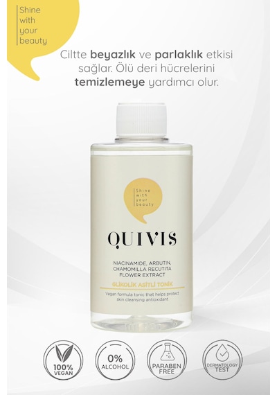 Quivis Gözenek Sıkılaştırıcı Aydınlatıcı Etkili Glikolik Asit Tonik 200 ML Quivis Gözenek Sıkılaştırıcı Aydınlatıcı Etkili Glikolik Asit Tonik 200 ML
