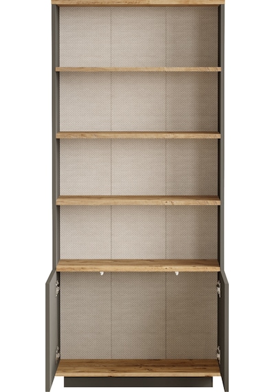 Robin Home Loft Kitaplık Raf 2 Kapaklı Raflı 168cm Çam-antrasit