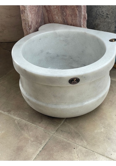 Beyaz Mermer Doğal Taş Hamam Kurnası Beyaz