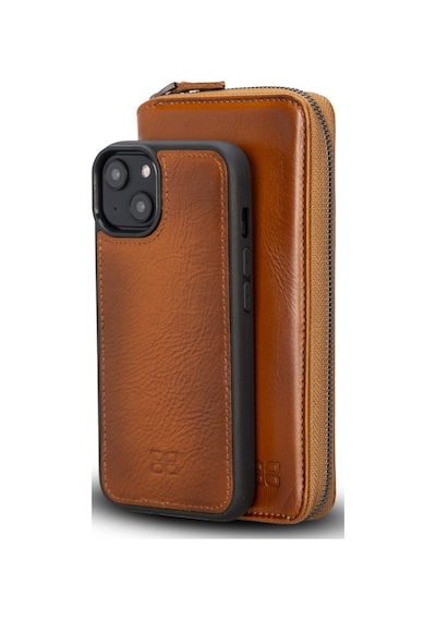 Bouletta Apple Uyumlu iPhone 14 Deri Zip Kılıf RST2EF