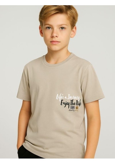 Nk Kids Erkek Çocuk Lifes Yazılı T-shirt-16021 Bej