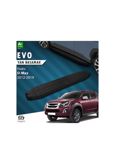 S-dizayn Isuzu D-max 2 Evo Siyah Yan Basamak 203 Cm 2012-2019