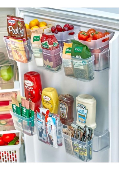 5 Adet Asılabilir Buzdolabı Düzenleyici, Çok Amaçlı Mini Kutu, Dolap İçi Organizer 5 Li Set Plastik Diğer