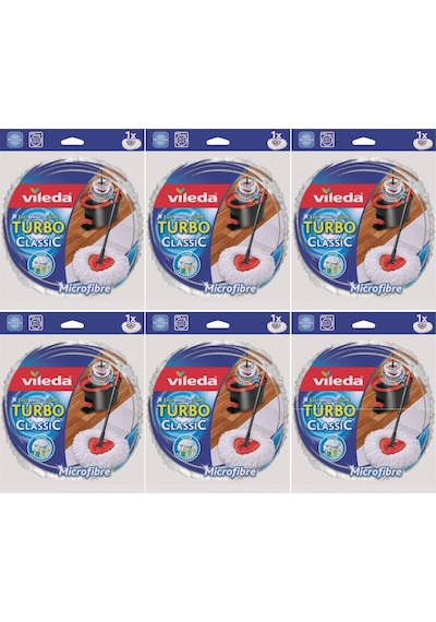 Vileda Turbo Yedek Mop Paspas Ucu (%100 Mikrofiber) (6 Lı Set)