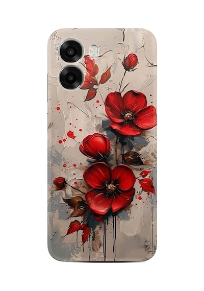 Oppo A6x Uyumlu Kılıf Boutique Baskılı Resimli Kırmızı Çiçek Pcode -098
