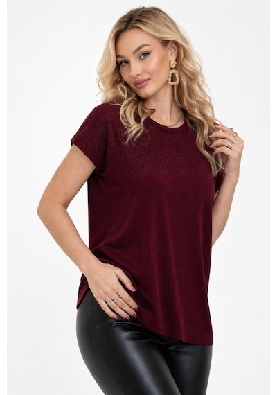 Kadın Triko Kısa Kol Bluz 12949 Bgl-st05311 Bordo