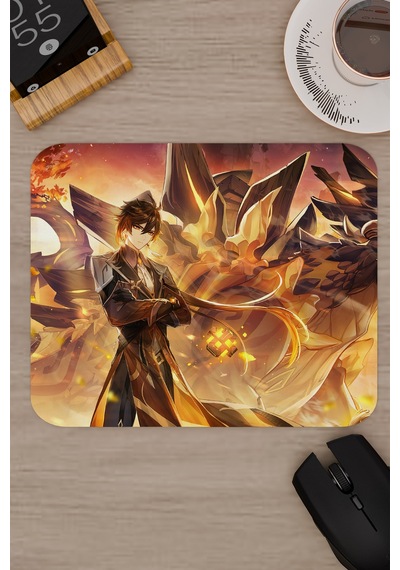 Zhongli Genshin Impact Anime Gacha V1 - 22x18 Gaming Mouse Pad Fare Altlığı