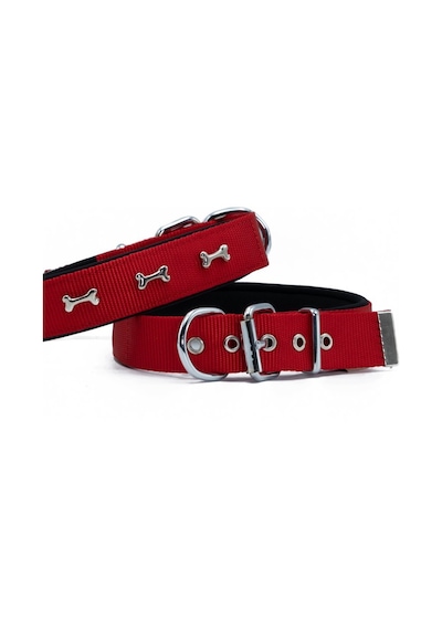 Doggie Comfort Metal Kemik İşlemeli Köpek Boyun Tasması S 2x30-35 CM Kırmızı