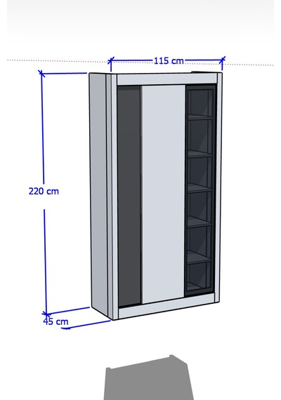 Nero Vitrinli Kiler Dolabı 115 Cm   Gri-karbon