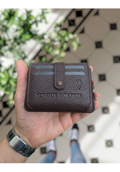 Visso 8600 Hakiki Deri Kartlık Erkek & Kadın Çanta Kahve Gutty