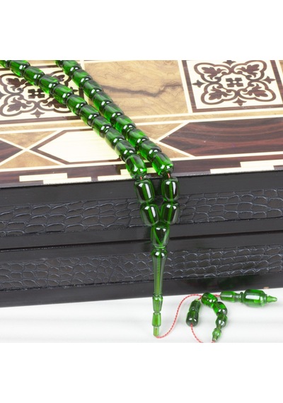 Katalin Çubuk Kapsül Kesim 8.5x11.5mm Tesbih - Şeffaf Yeşil- İbrahim Atasever Usta İşi Yeşil