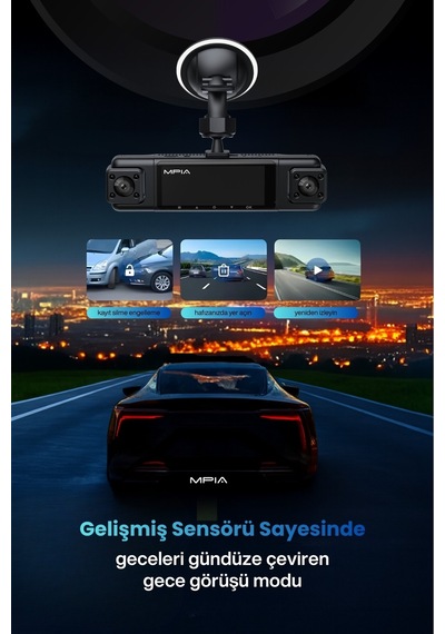 4 Lensli Full Hd 1080p 3.16" Ekran Araç İçi Kamera 4 Kamera Ayarlanabilir Açı Hareket Algılama