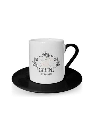 Kişiye Özel Yılın En İyi Gelini Siyah Türk Kahvesi Fincanı