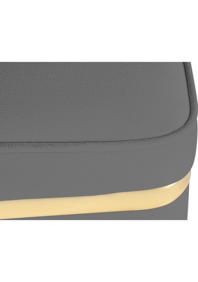 Zengo Gold Twin Line Kare Puf -gri Kumaş, Dekoratif Makyaj Masası Pufu-modern Style