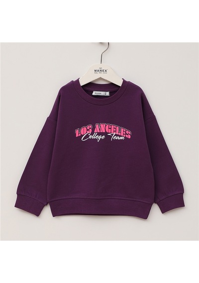 Wanex Kız Çocuk Uzun Kol Kalın Sweatshirt - 32597 Mor
