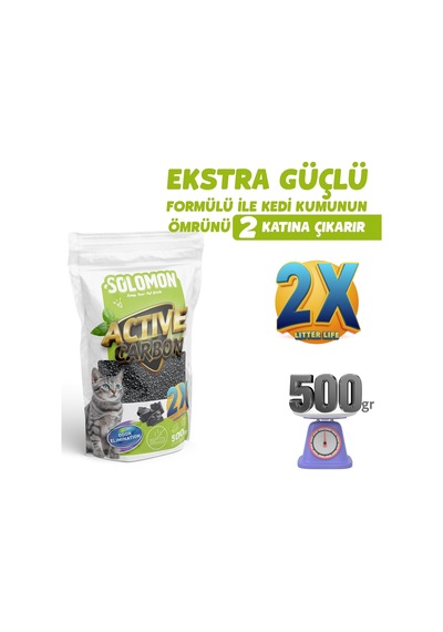 Active Carbon 500 Gr Koku Giderici - Kedi Kumu Koku Giderici Kokusuz Kedi Tuvaleti Doğal Kum Kokusu Önleyici Aktif Karbon