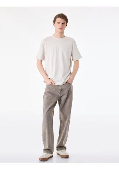 Koton Regular Fit Bisiklet Yaka Pamuklu Basic Kısa Kollu Tişört Bej 6sam10011mk Ekru