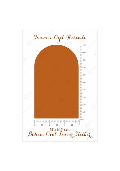 MSticker Bohem Tarzı Oval Koyu Turuncu Duvar Dekorasyon Sticker (60X100 Cm