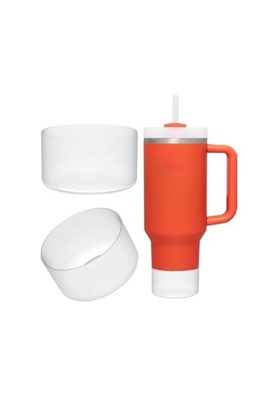 1 Adet Silikon Taban Koruyucu 20/30/40 Oz İle Uyumlu Bardak Altı Kılıfı, Kaymaz Ve Sessiz Kullanım Beyaz Renk Açık Beyaz
