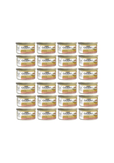 Gold Parça Etli Soslu Somonlu Ve Tavuklu Kedi Konservesi 85 Gr X 24 Adet