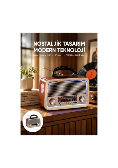 Mulvxkrg Krg02 Nostalji Bluetooth Radyo Fm Am Sw Ahşap Eskitme Tasarım Yeni Nesil Mulvix