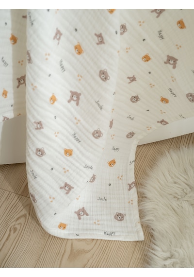 Eifin 4 Katlı Çok Amaçlı Müslin Örtü & Battaniye %100 Pamuk, Kutulu Oeko-teks Sertifikalı 80x80 Cm Beyaz