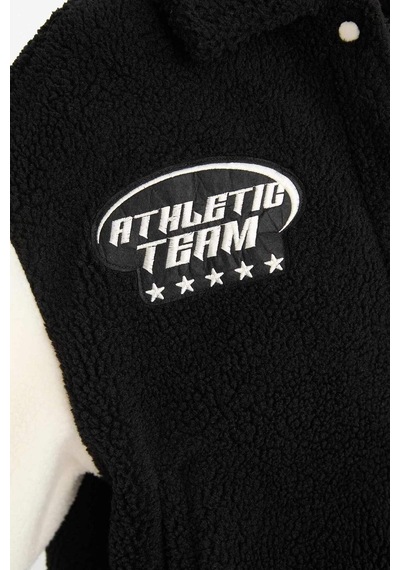 Defacto Coool Oversize Geniş Kalıp Polo Yaka Pelüş Bomber Ceket E9837ax25wnbk81 Siyah