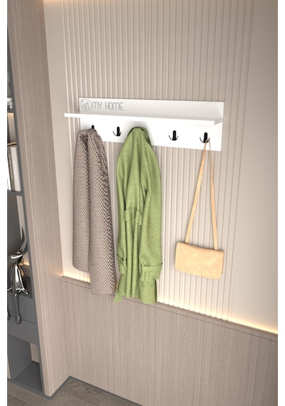 Portmanto Duvar Askılığı Elbise Askılığı 80cm Beyaz
