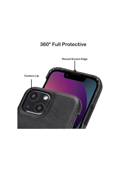 Bouletta Apple İphone 13 Uyumlu Deri Arka Kapak F360 Rst1 Siyah