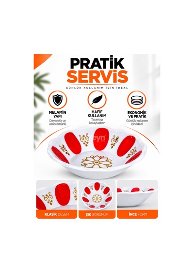 Geleneksel Çay Tabağı - Çay-kahve Bardak Altlığı 3-4-6-8 Li Kırmızı