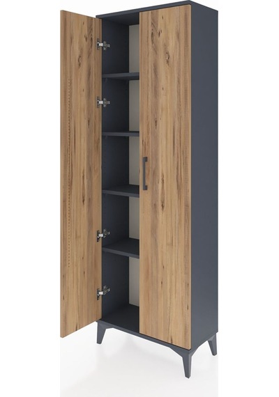 Arges Dolap 4 Raflı 2 Kapaklı 60x30x182 Antrasit-çam Antrasit