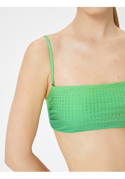 Koton Straplez Taş Baskılı Bikini Üstü Yeşil 4sak10166mm Yeşil