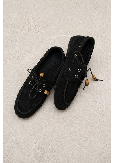 Demirsa Boutique Kadın Siyah Bağcıklı Loafer Günlük Babet Ayakkabı Siyah
