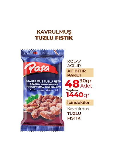 Paşa Kuruyemiş Kavrulmuş Tuzlu Yer Fıstığı 48 x 30 G