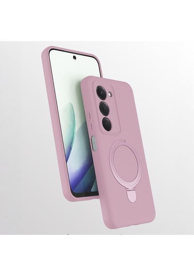 Xiaomi Redmi 15 4g 5g Uyumlu Standlı Magesafe Silikon Kılıf Pembe