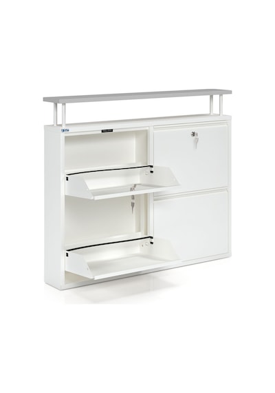 Ceha Kilitli Tablalı 4'lü Metal Ayakkabılık - Beyaz K.AYK-2.4/G/P 9010/KL Ceha Kilitli Tablalı 4'lü Metal Ayakkabılık - Beyaz K.AYK-2.4/G/P 9010/KL