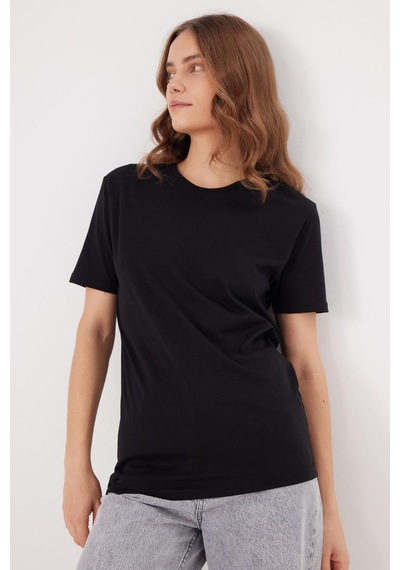 Tudors Kadın Slim Fit Dar Kesim %100 Pamuk Yumuşak Dokulu Siyah Bisiklet Yaka Tişört-37838 Siyah Tudors Kadın Slim Fit Dar Kesim %100 Pamuk Yumuşak Dokulu Siyah Bisiklet Yaka Tişört-37838 Siyah