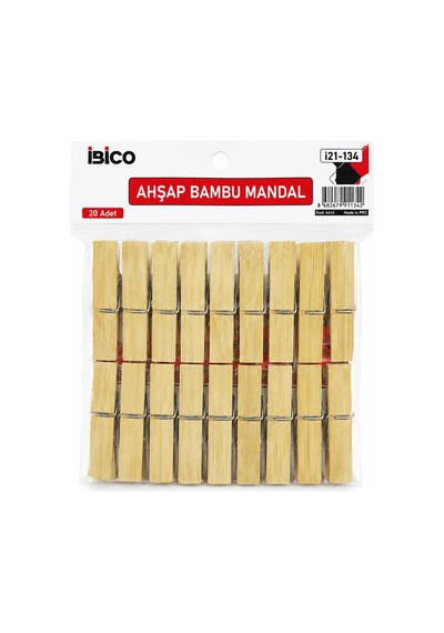 20pcs Büyük Ahşap Bambu Mandal 5468 Renkli