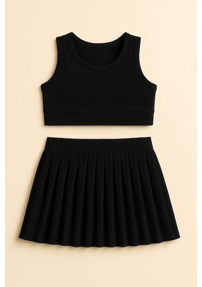 My Kids Wear Kız Cocuk Sort Eteklı Mayo Takımı 4 -14 Yas 11901 Siyah