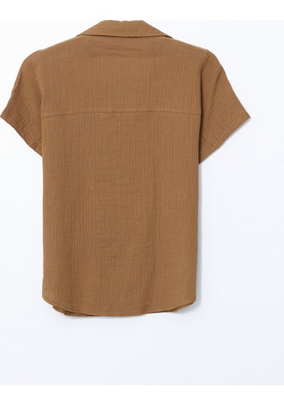 Lcwaıkıkı Classic Yeşil Loose Fit Dokulu Kadın Gömlek