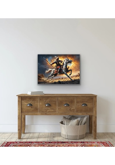 Atlı Osmanlı Askeri Kanvas Tablo 70x100cm Çok Renkli