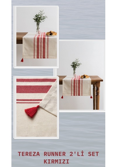 Tereza Runner 2'li Set Kırmızı - Kırmızı