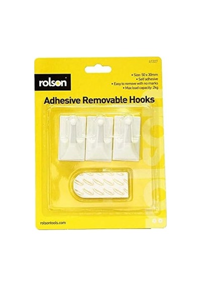 61327 3pc Removable Adhesive Hooks, Black 60100116