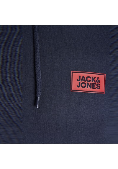 Jack & Jones Erkek Gögüs Baskili Regular Fit Kagüsonlu Sweatshirt - Rush - 12298428 Lacivert
